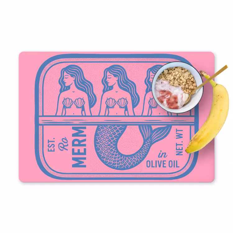 Meermin - Sardineblik - Illustratie - Roze - Retro Placemat vinyl groot -zzzproduct_Kitchenyeah-website