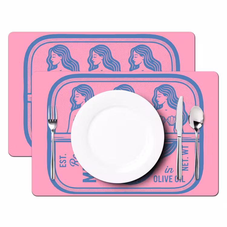Meermin - Sardineblik - Illustratie - Roze - Retro Placemat vinyl groot -zzsfeer2_Kitchenyeah-website