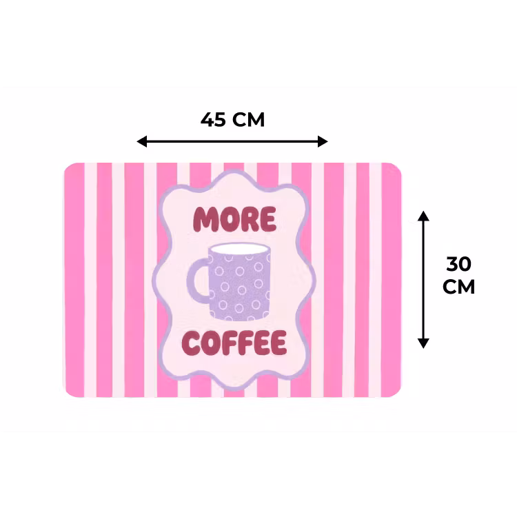 More coffee - Roze - Paars - Strepen - Mok Placemat vinyl groot -specs