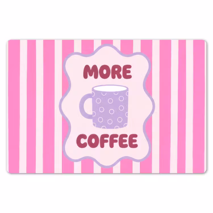More coffee - Roze - Paars - Strepen - Mok Placemat vinyl groot -zzsfeer1_Kitchenyeah-website