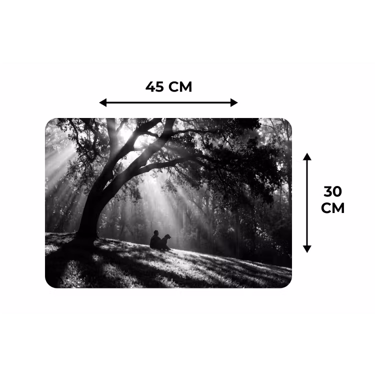Mens - Hond - Natuur - Zwart-wit - Silhouet Placemat vinyl groot -specs