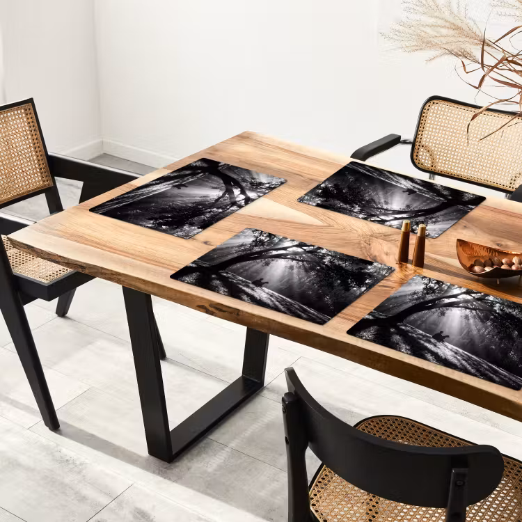 Mens - Hond - Natuur - Zwart-wit - Silhouet Placemat vinyl groot -zzsfeer4_Kitchenyeah-website