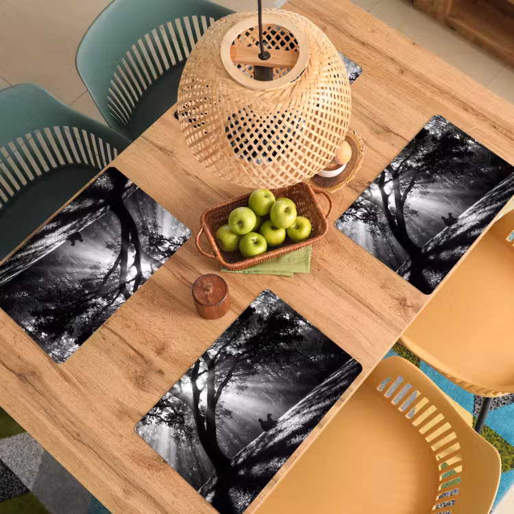 Mens - Hond - Natuur - Zwart-wit - Silhouet Placemat vinyl groot -zzsfeer5_Kitchenyeah-website