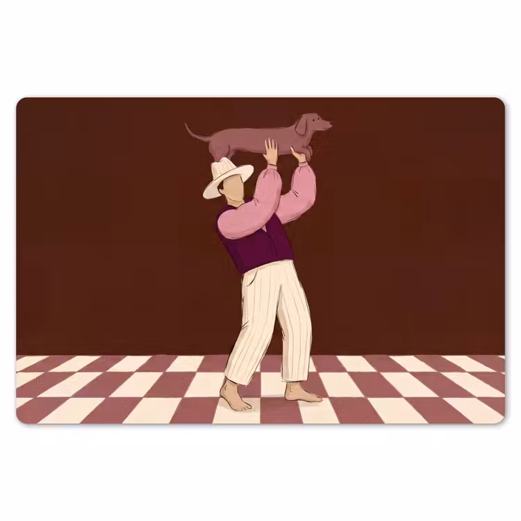 Mens - Hond - Dieren - Abstract - Roze Placemat vinyl groot -zzsfeer1_Kitchenyeah-website