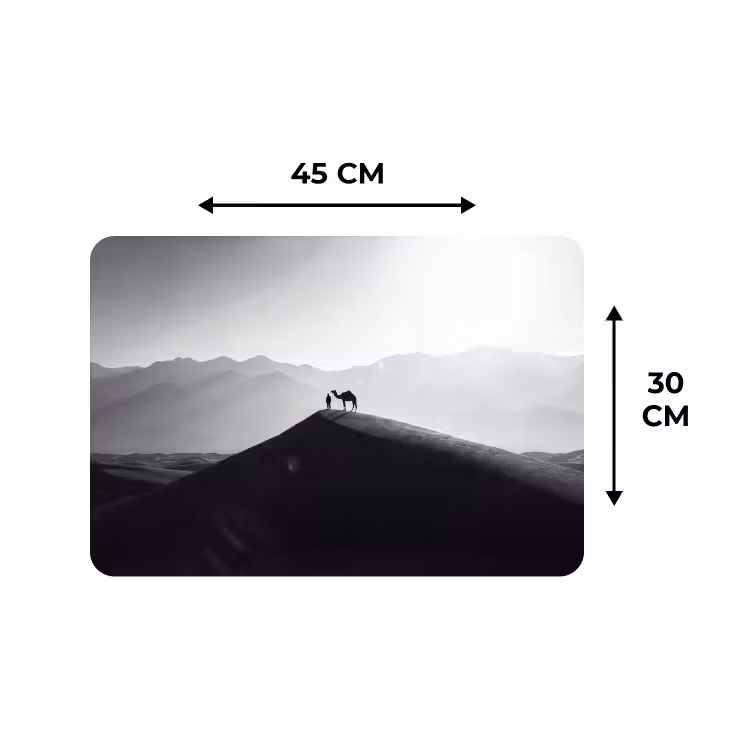 Mens - Kameel - Zandduin - Natuur - Monochroom Placemat vinyl groot -specs