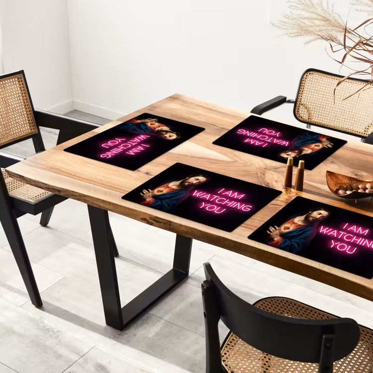 Man - Tekst - Neon Placemat vinyl groot -zzsfeer4_Kitchenyeah-website
