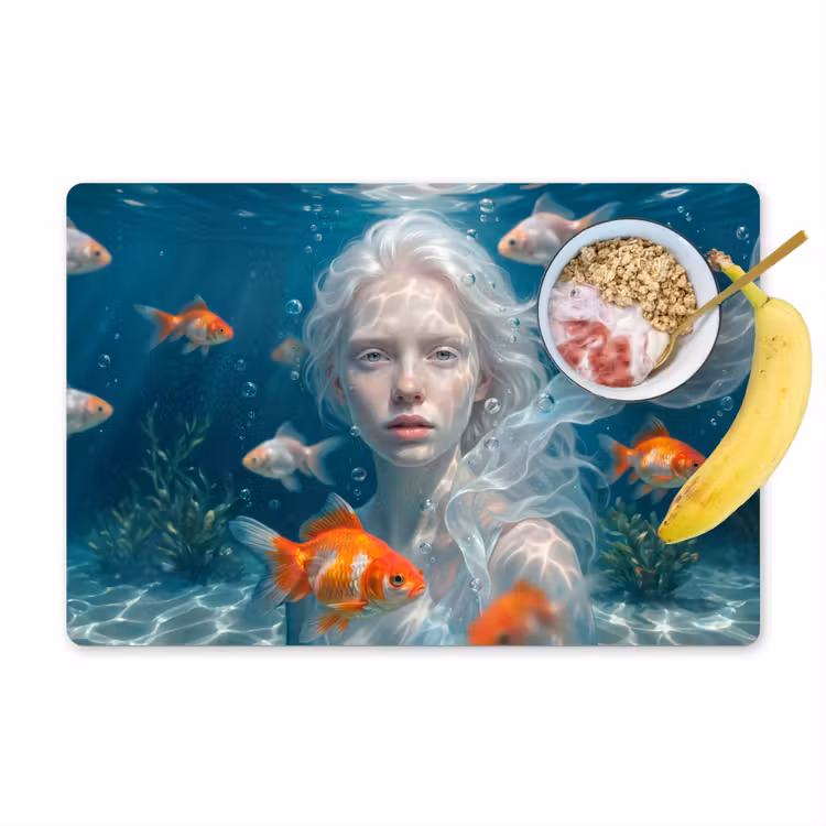 Mens - Onderwater - Vis - Modern - Blauw Placemat vinyl groot -zzzproduct_Kitchenyeah-website