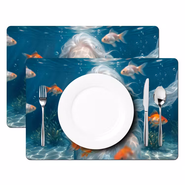Mens - Onderwater - Vis - Modern - Blauw Placemat vinyl groot -zzsfeer2_Kitchenyeah-website