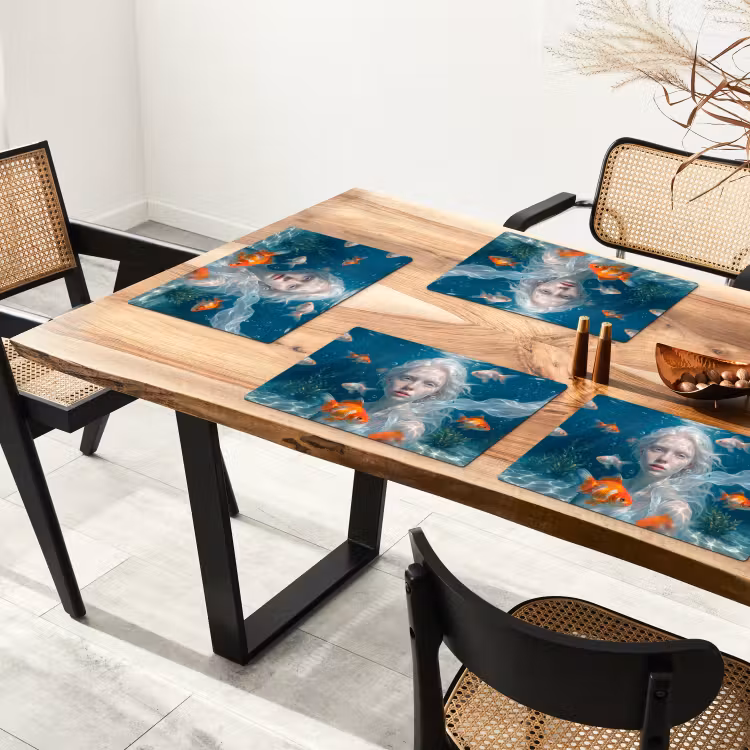 Mens - Onderwater - Vis - Modern - Blauw Placemat vinyl groot -zzsfeer4_Kitchenyeah-website