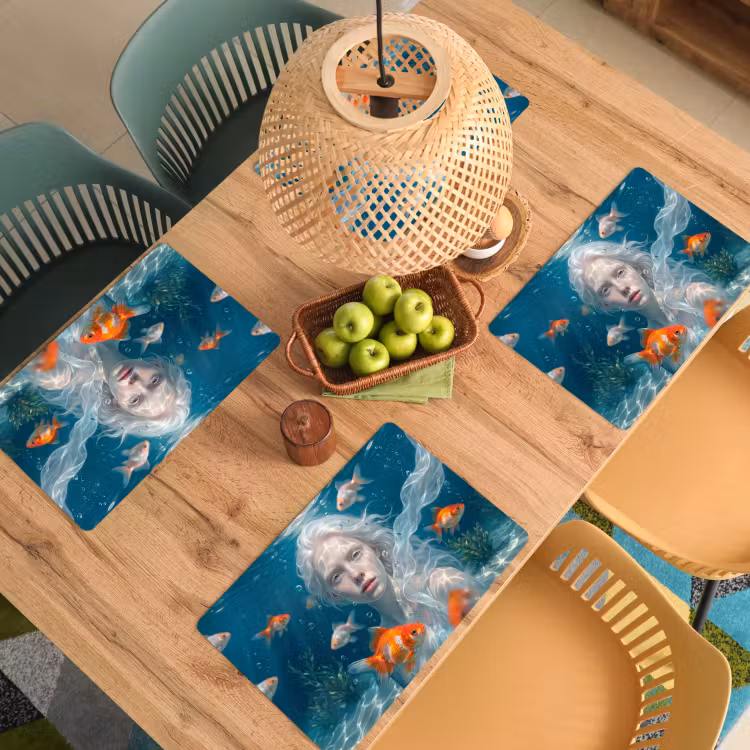 Mens - Onderwater - Vis - Modern - Blauw Placemat vinyl groot -zzsfeer5_Kitchenyeah-website