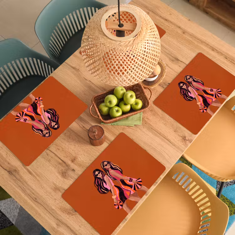 Mensen - Duo - Mode - Illustratie - Kleurrijk Placemat vinyl groot -zzsfeer5_Kitchenyeah-website