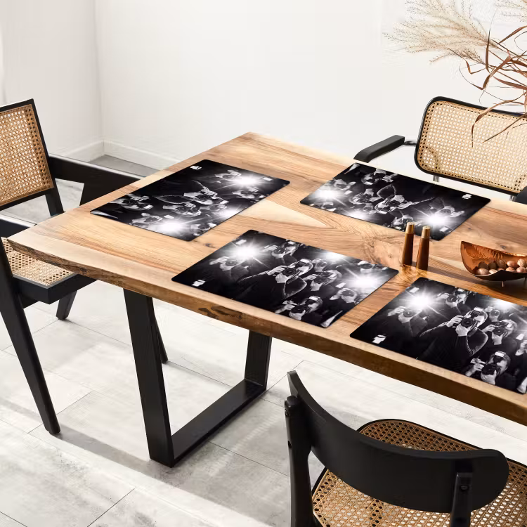 Mensen - Camera - Flitslicht - Zwart-wit - Media Placemat vinyl groot -zzsfeer4_Kitchenyeah-website