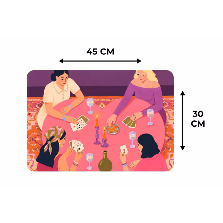 Mensen - Kaartspel - Interieur - Modern - Kleurrijk Placemat vinyl groot -specs