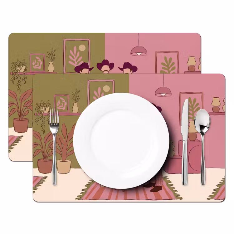 Mensen - Mannen - Hoeden - Retro - Interieur Placemat vinyl groot -zzsfeer2_Kitchenyeah-website