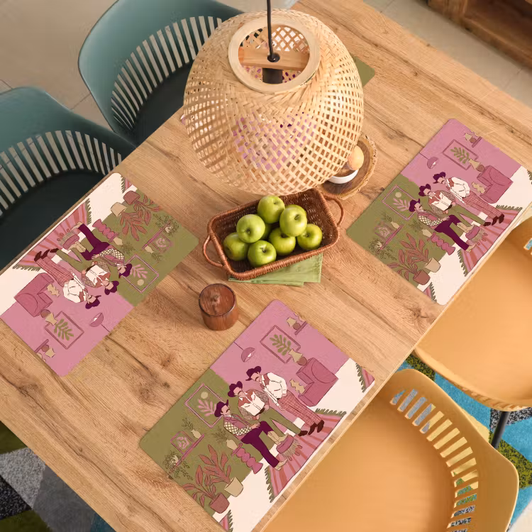 Mensen - Mannen - Hoeden - Retro - Interieur Placemat vinyl groot -zzsfeer5_Kitchenyeah-website