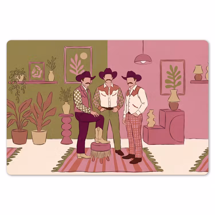 Mensen - Mannen - Hoeden - Retro - Interieur Placemat vinyl groot -zzsfeer1_Kitchenyeah-website