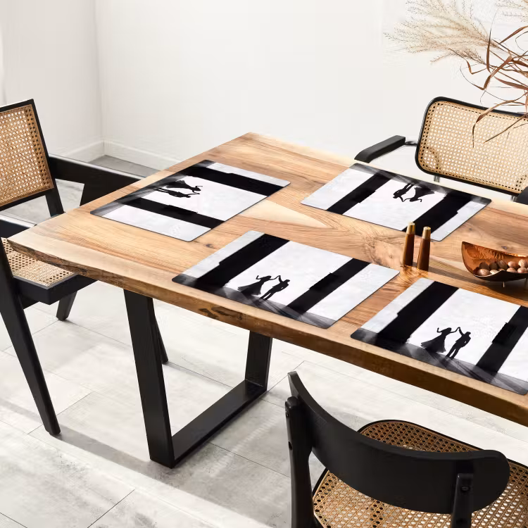 Mensen - Schaduw - Dans - Zwart-wit - Liefde Placemat vinyl groot -zzsfeer4_Kitchenyeah-website