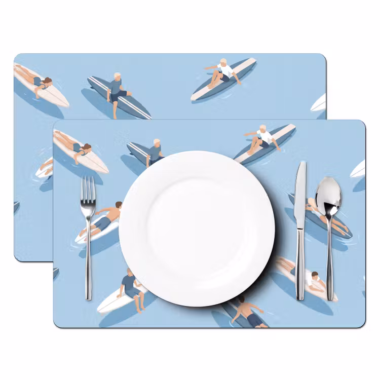 Mensen - Surfen - Water - Zomer - Illustratie Placemat vinyl groot -zzsfeer2_Kitchenyeah-website