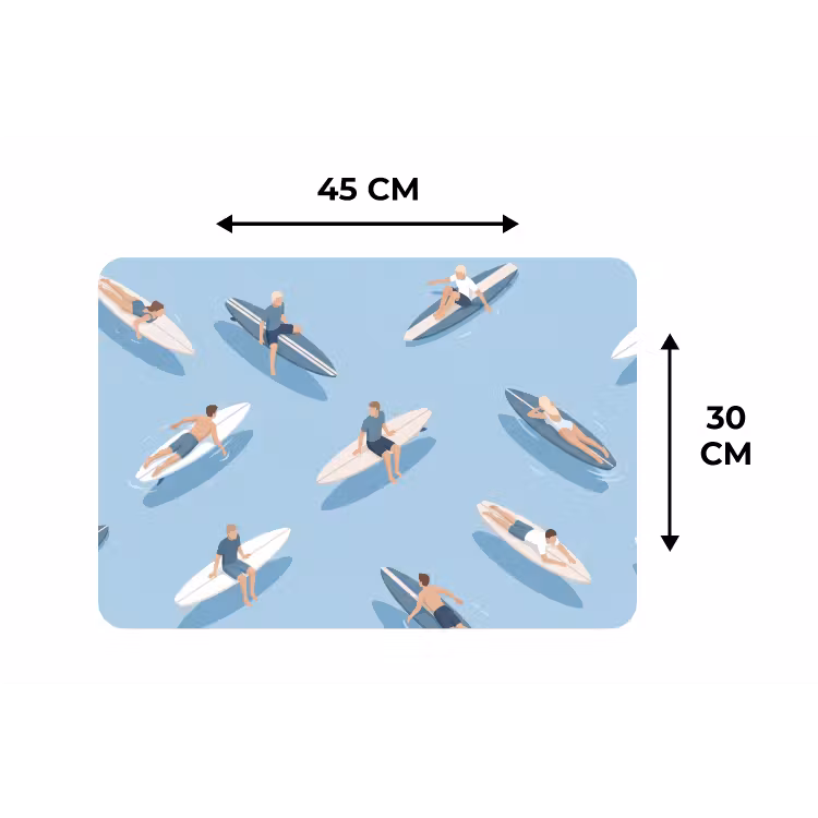 Mensen - Surfen - Water - Zomer - Illustratie Placemat vinyl groot -specs