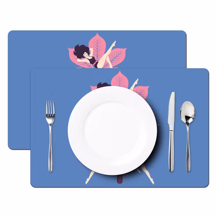 Mensen - Dans - Motor - Retro - Roze Placemat vinyl groot -zzsfeer2_Kitchenyeah-website