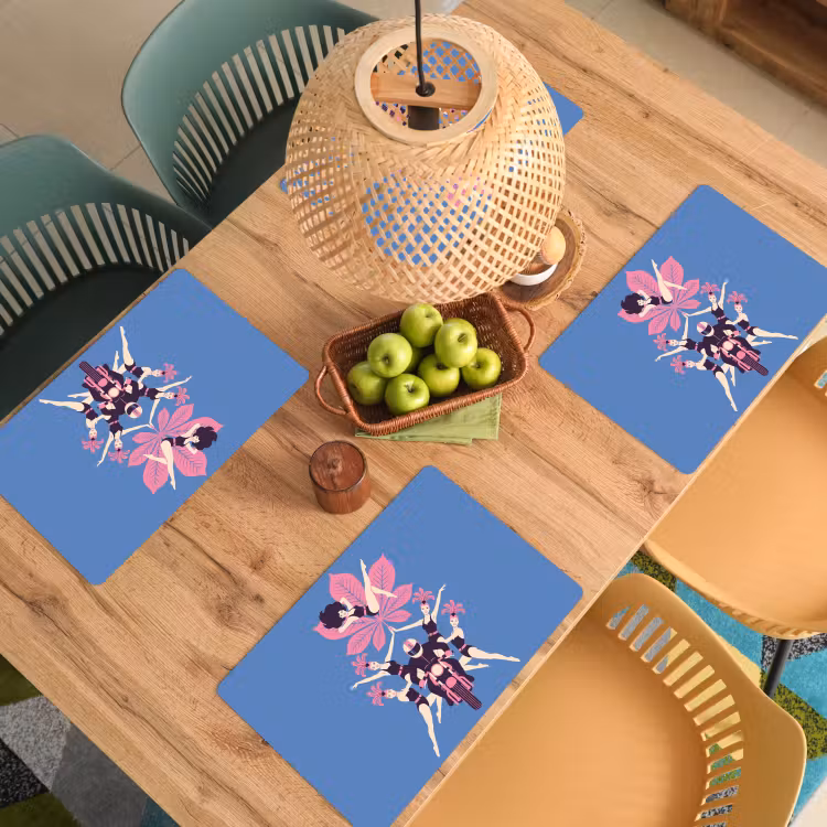 Mensen - Dans - Motor - Retro - Roze Placemat vinyl groot -zzsfeer5_Kitchenyeah-website