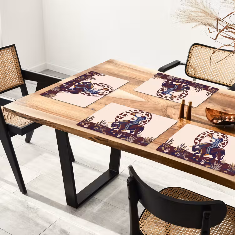 Mensen - Dieren - Cowboy - Abstract - Kleurrijk Placemat vinyl groot -zzsfeer4_Kitchenyeah-website