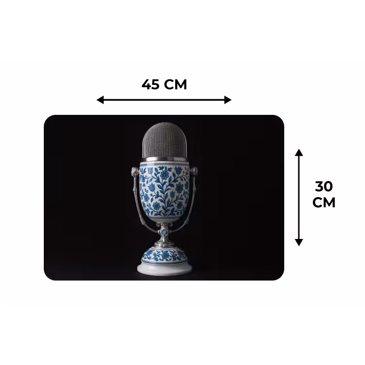 Microfoon - Delfts blauw - Muziek Placemat vinyl groot -specs