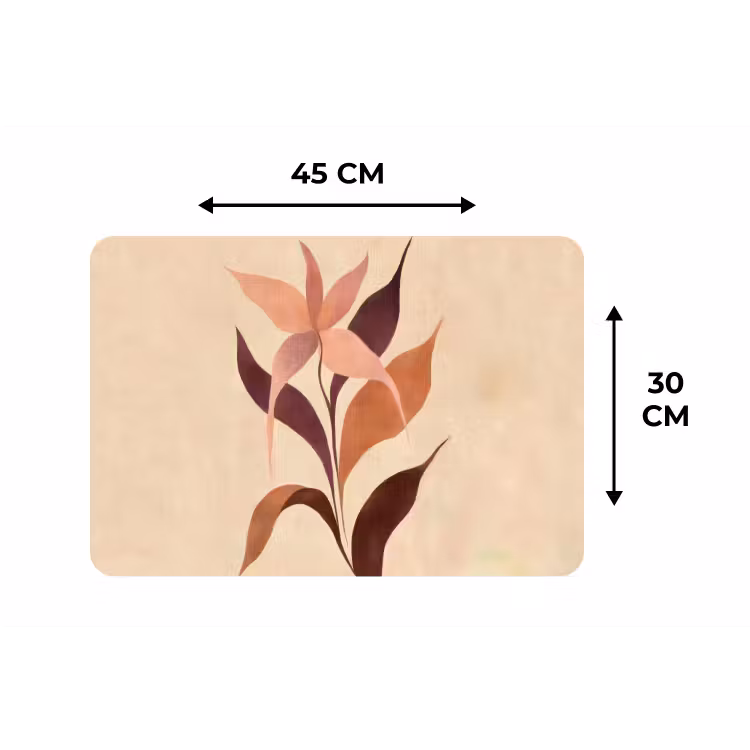 Minimalistisch - Bloem - Bladeren - Beige Placemat vinyl groot -specs