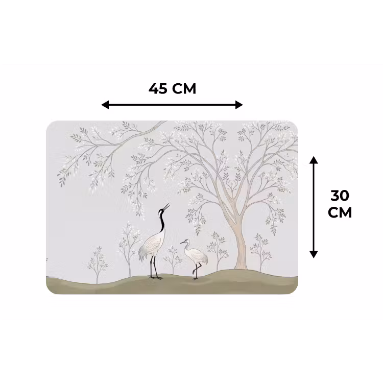 Minimalistisch - Kraanvogels - Blauw Placemat vinyl groot -specs
