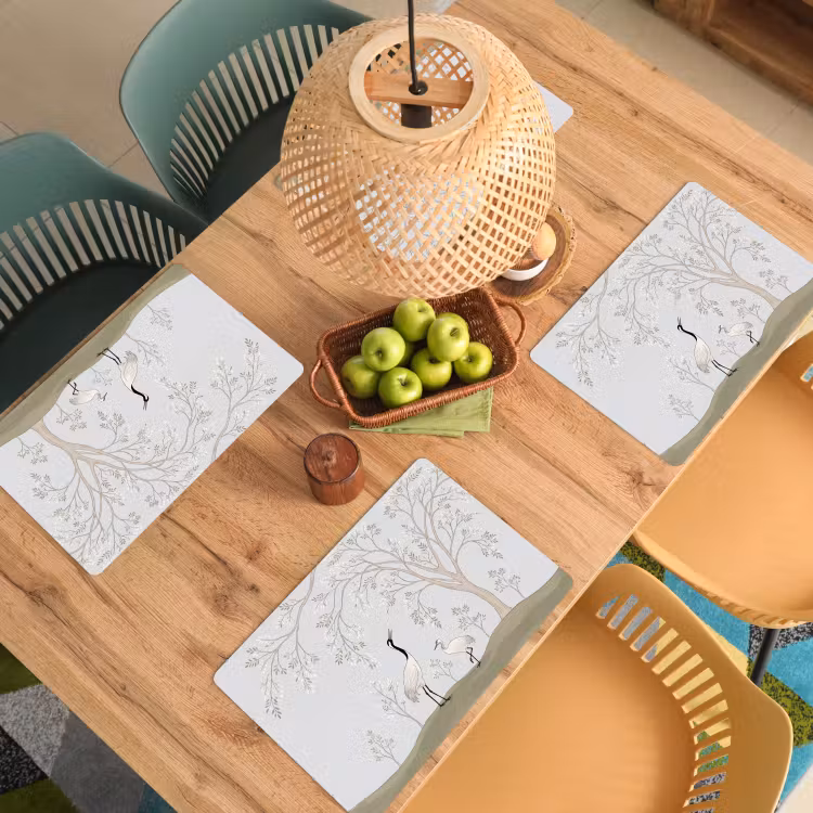 Minimalistisch - Kraanvogels - Blauw Placemat vinyl groot -zzsfeer5_Kitchenyeah-website