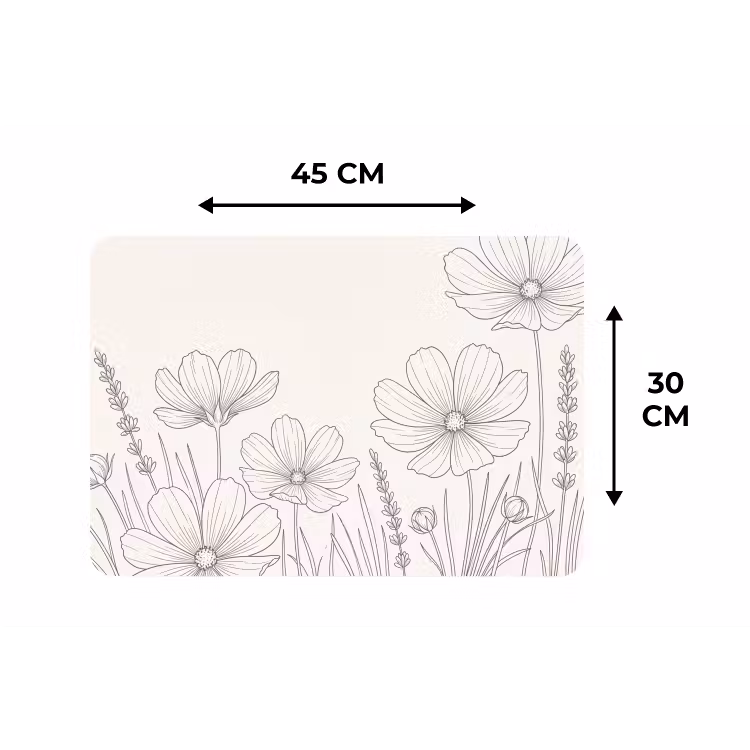Minimalistisch - Modern - Bloemen - Beige Placemat vinyl groot -specs