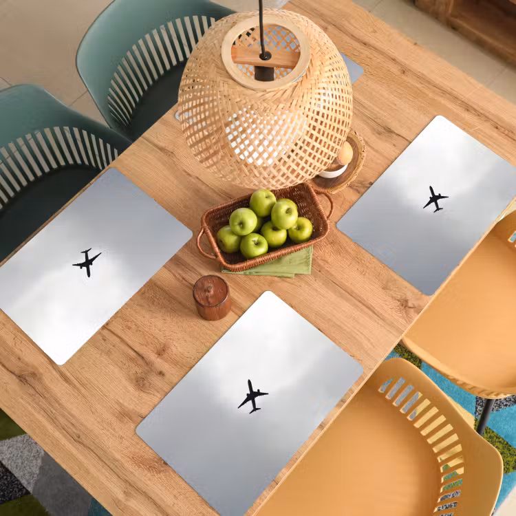 Minimalistisch - Silhouet - Zwart - Vliegtuig Placemat vinyl groot -zzsfeer5_Kitchenyeah-website