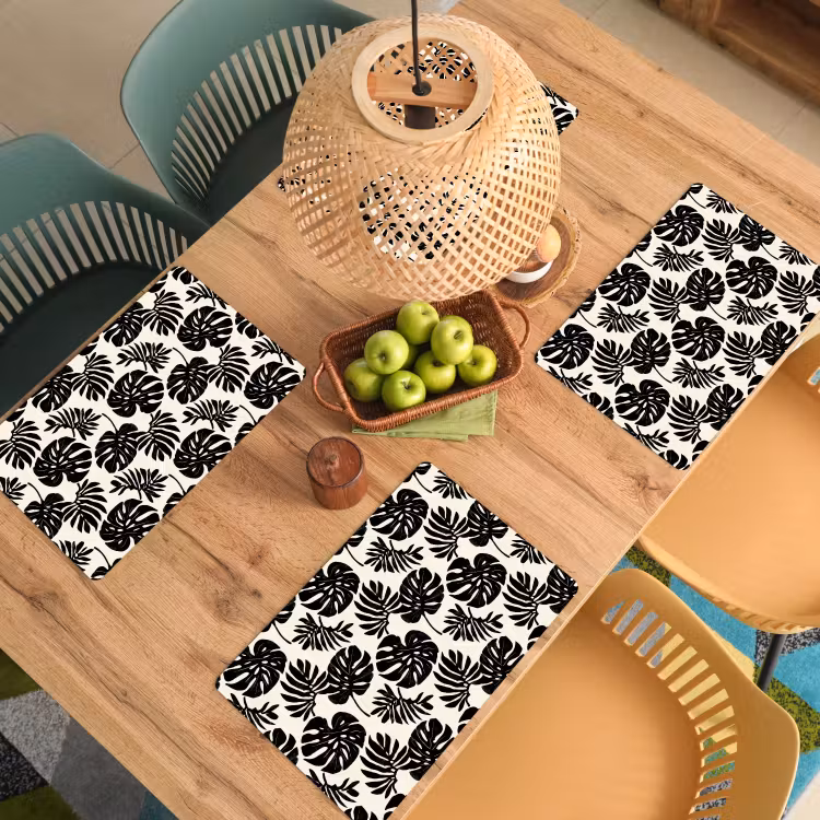 Modern - Monstera - Zwart Placemat vinyl groot 368 -zzsfeer5_Kitchenyeah-website
