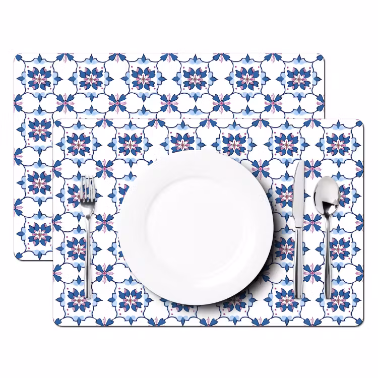 Modern - Patroon - Blauw - Roze Placemat vinyl groot 368 -zzsfeer2_Kitchenyeah-website