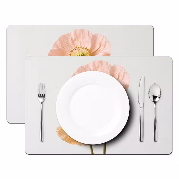 Papavers - Botanisch - Roze Placemat vinyl groot -zzsfeer2_Kitchenyeah-website