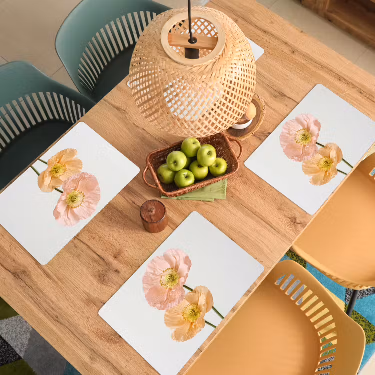 Papavers - Botanisch - Roze Placemat vinyl groot -zzsfeer5_Kitchenyeah-website