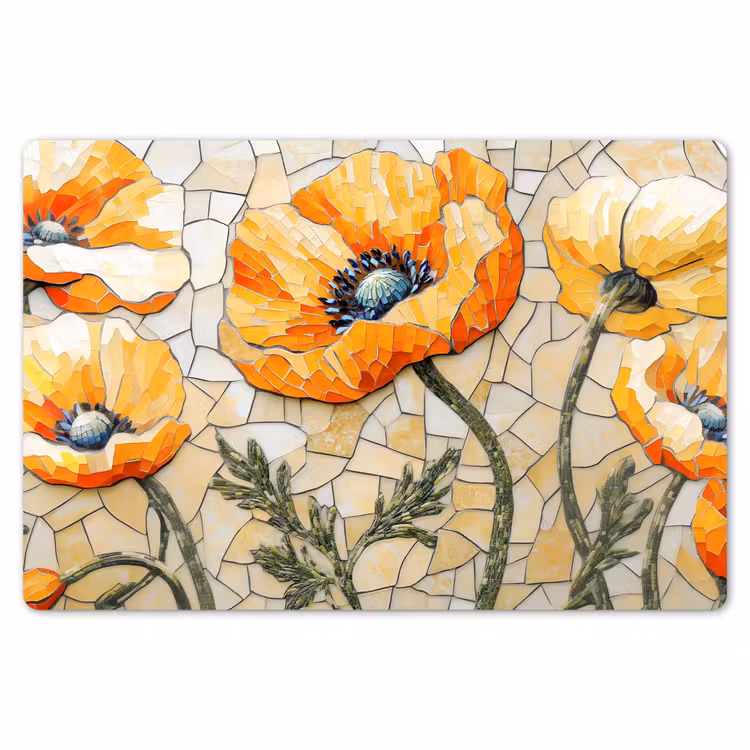 Klaprozen - Oranje - Mozaïek - Bladeren Placemat vinyl groot -zzsfeer1_Kitchenyeah-website