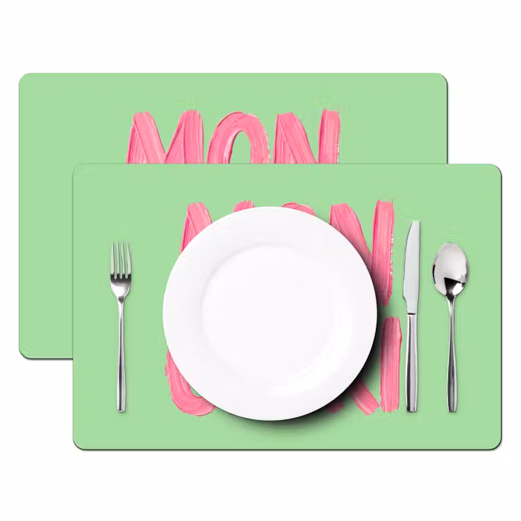Mon cheri - Groen - Roze Placemat vinyl groot -zzsfeer2_Kitchenyeah-website
