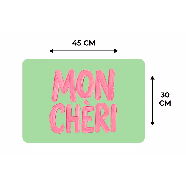 Mon cheri - Groen - Roze Placemat vinyl groot -specs