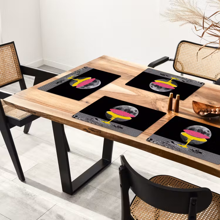 Maan - Geel - Roze - Zwart Placemat vinyl groot -zzsfeer4_Kitchenyeah-website