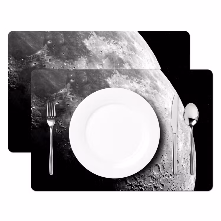 Tischset - 6 Stück - Mond – Krater – Weltraum - Maan - Kraters - Ruimte Placemat vinyl groot