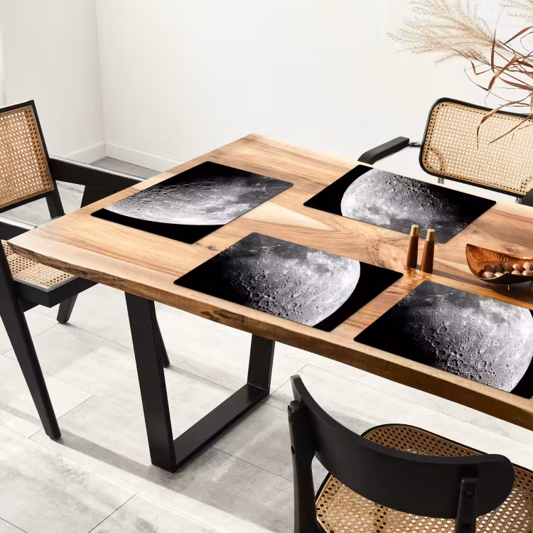 Tischset - 6 Stück - Mond – Krater – Weltraum - Maan - Kraters - Ruimte Placemat vinyl groot
