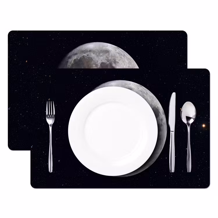 Tischset - 6 Stück - Mond – Sterne – Weltraum - Maan - Sterren - Ruimte Placemat vinyl groot