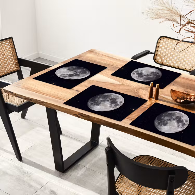 Tischset - 6 Stück - Mond – Sterne – Weltraum - Maan - Sterren - Ruimte Placemat vinyl groot