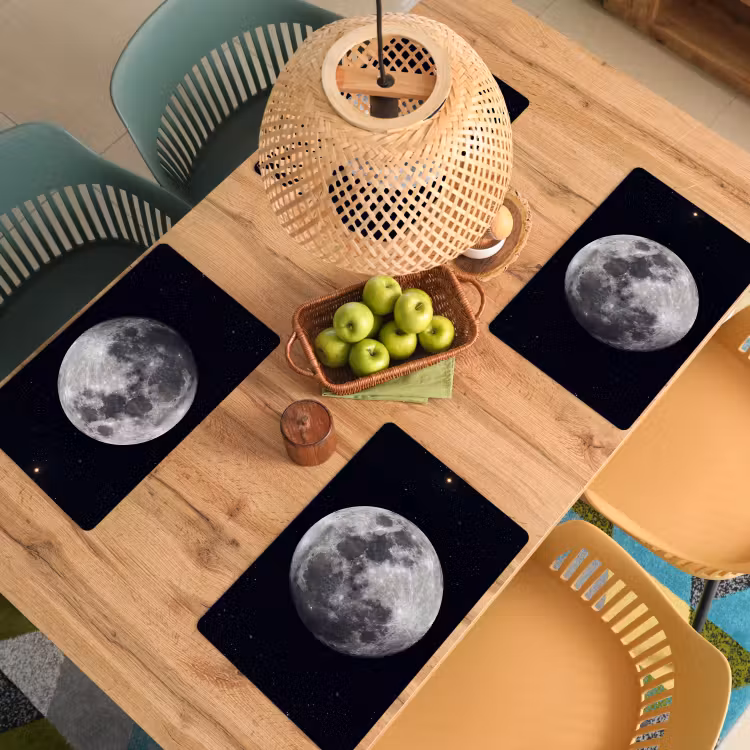 Tischset - 6 Stück - Mond – Sterne – Weltraum - Maan - Sterren - Ruimte Placemat vinyl groot