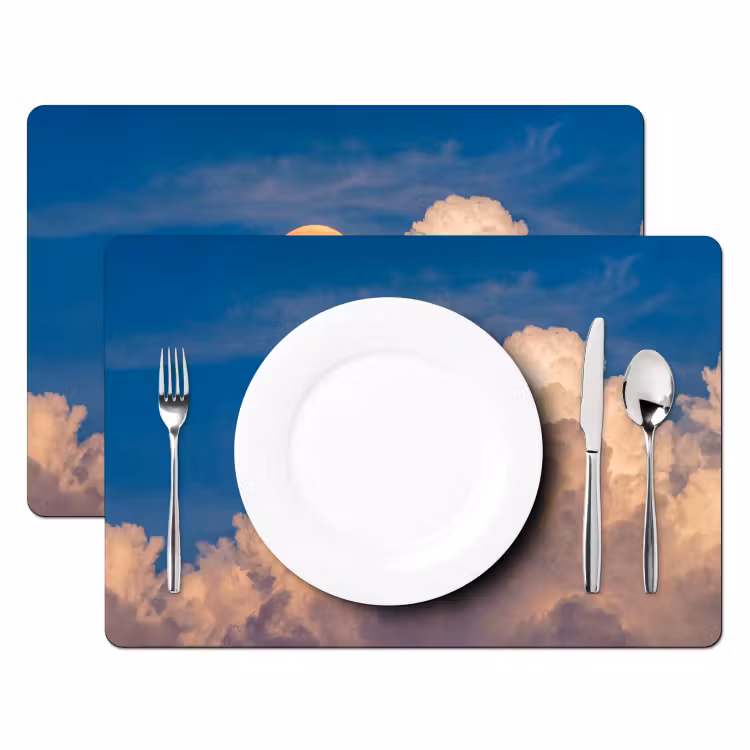 Maan - Wolken - Natuur - Oranje Placemat vinyl groot -zzsfeer2_Kitchenyeah-website