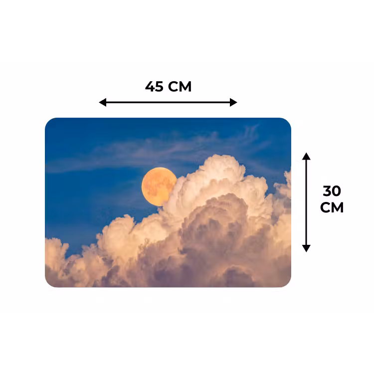 Maan - Wolken - Natuur - Oranje Placemat vinyl groot -specs