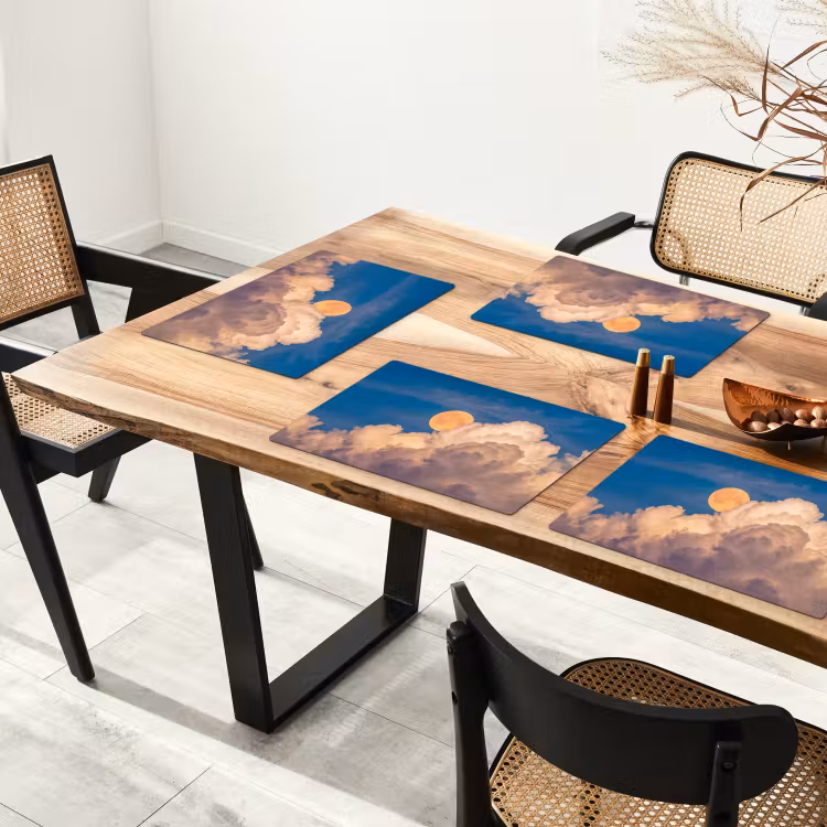 Maan - Wolken - Natuur - Oranje Placemat vinyl groot -zzsfeer4_Kitchenyeah-website