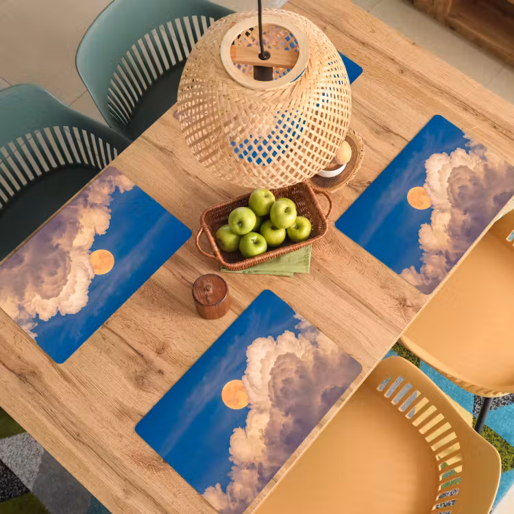 Maan - Wolken - Natuur - Oranje Placemat vinyl groot -zzsfeer5_Kitchenyeah-website