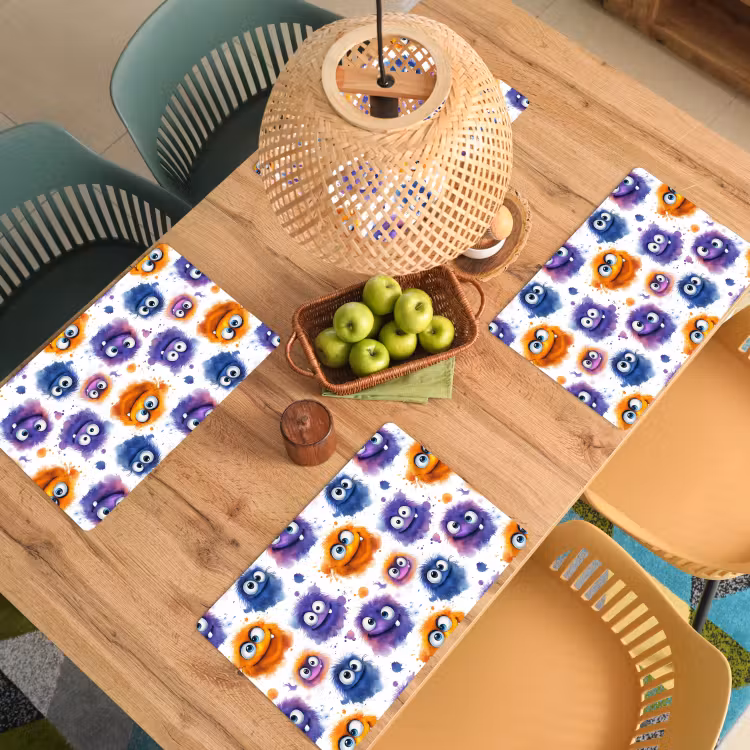 Monstertjes - Aquarel - Kleurrijk Placemat vinyl groot 368 -zzsfeer5_Kitchenyeah-website